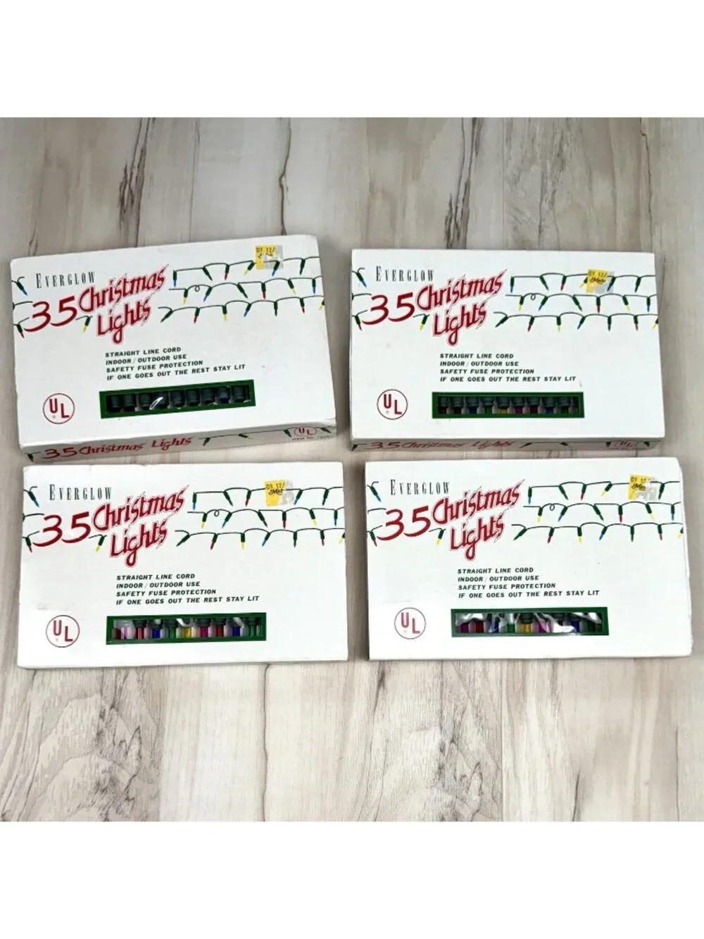 VTG 1991 Lot 4 J. Hofert Co EVERGLOW Multicolor Electric Christmas String Lights